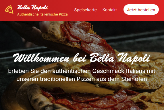 Demo-Vorschau: Pizzeria Bella Napoli