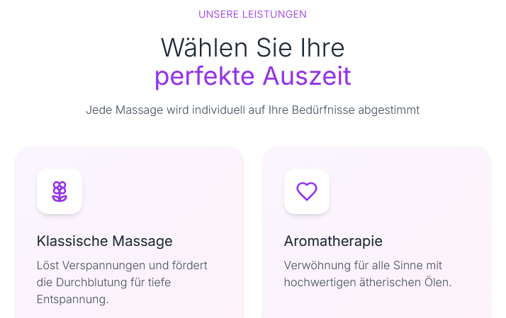 Demo-Vorschau: Massagepraxis Wohlgefühl